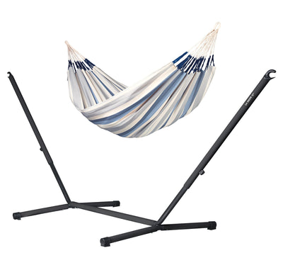 Nautico Anthracite Outdoor Sea Salt - Weather-Resistant Kingsize Hammock with Powder Coated Steel Stand