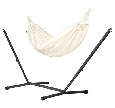 Nautico Anthracite Outdoor Vanilla - Weather-Resistant Kingsize Hammock with Powder Coated Steel Stand