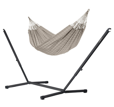 Nautico Anthracite Outdoor Almond - Weather-Resistant Double Hammock with Powder Coated Steel Stand