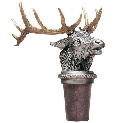 Elk with Brass Horn Bottle Stopper