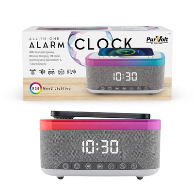 Pursonic All-in-One Alarm Clock with Bluetooth Speaker, FM Radio & Qi Wireless Charging – Your Complete Nightstand Companion