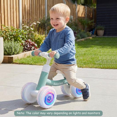 Baby Balance Bike with Adjustable Handlebar and Seat with Lighting Wheels-Green