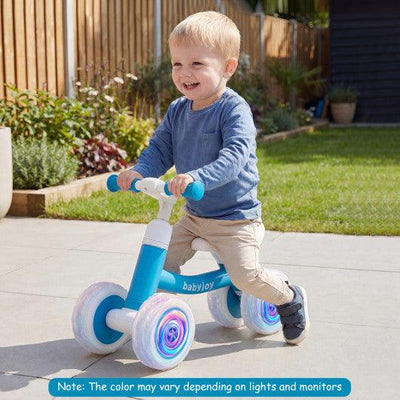 Baby Balance Bike with Adjustable Handlebar and Seat with Lighting Wheels-Blue