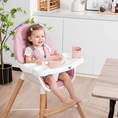 Baby High Chair with Dishwasher Safe Tray-Pink