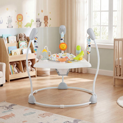 Baby Jump and Play Activity Center with Rotatable Seat and Interactive Toys-White