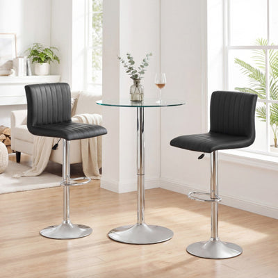 Bar Stools Set of 2 Adjustable Swivel Barstools with Back and Footrest-Black
