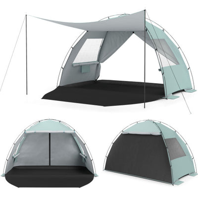 Beach Tent Sun Shelter with Canopy Easy Setup UPF50+ Sun Protection-Green