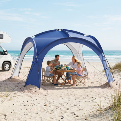 Beach Tent for 12-15 People Easy Setup Dome Canopy Tent with 4 Removable Zippered Sidewalls-Blue