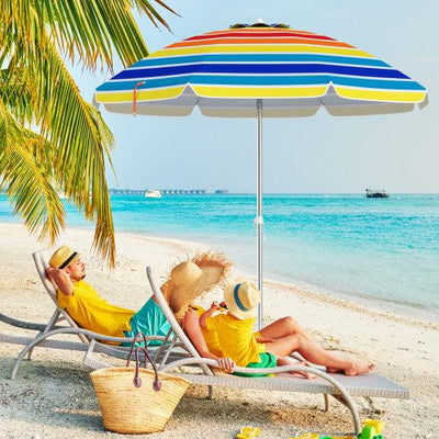 6.5 Feet Beach Umbrella with Carry Bag without Weight Base-Multicolor