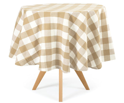 Beige Round Tablecloth - 60 Inch