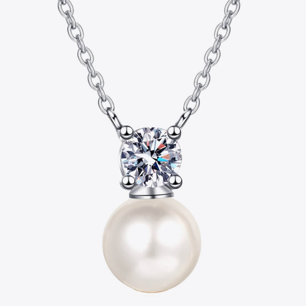 0.5 Carat Diamond Pearl Pendant Necklace