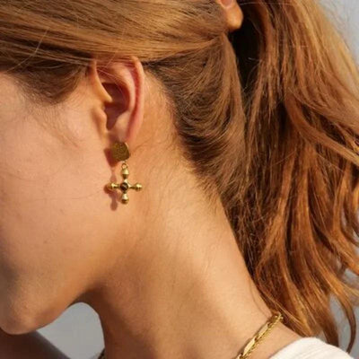 Cross Drop Earrings