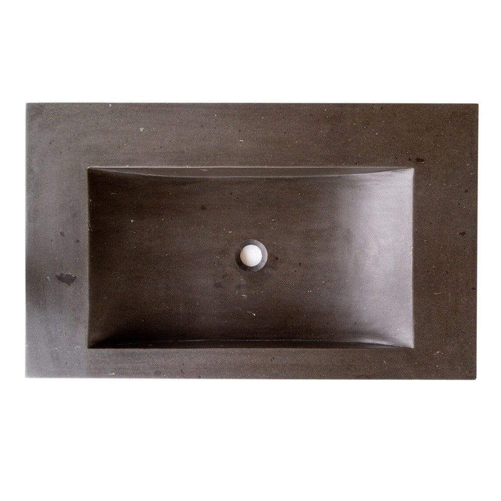 Black Andesite Natural Stone Rectangular Sink Honed/Matte (W)20
