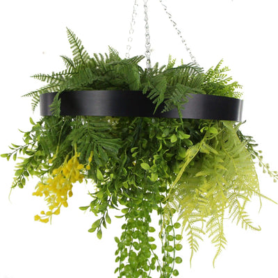Draping Plant Artificial Roof Hanging Disc 25in – Black Frame – UV Resistant
