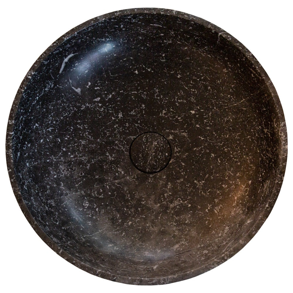 Natural Stone Black Marble Pedestal Round Sink Polished (D)20