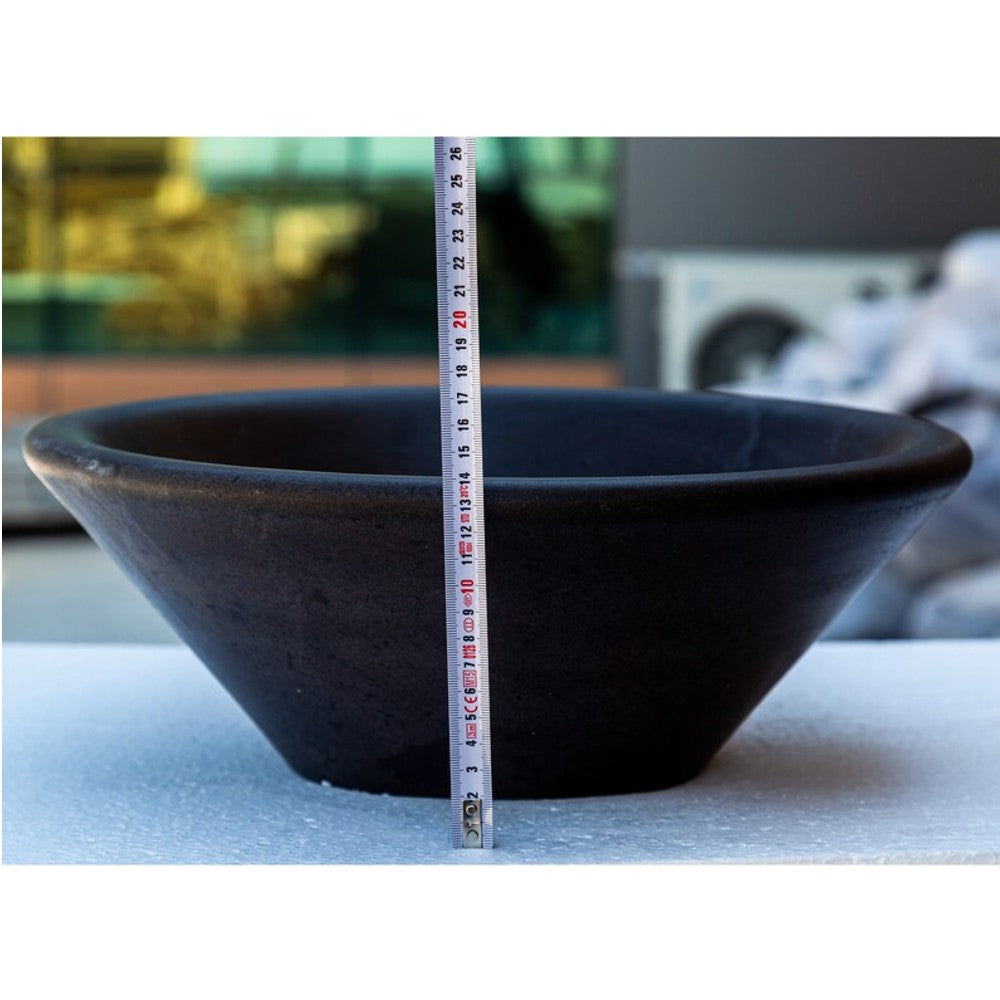 Black Andesite Natural Stone V-Shape Tapered Sink Honed-Matte (D)16