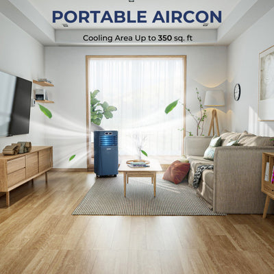 10000 BTU 4-in-1 Portable Air Conditioner with Dehumidifier and Fan Mode-Dark Blue