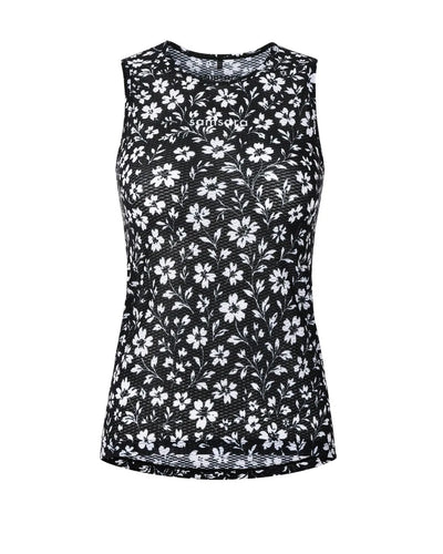 Sleeveless Base Layer - Black Floral Maze