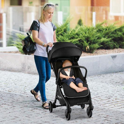 One-Hand Folding Portable Lightweight Baby Stroller with Aluminum Frame-Black