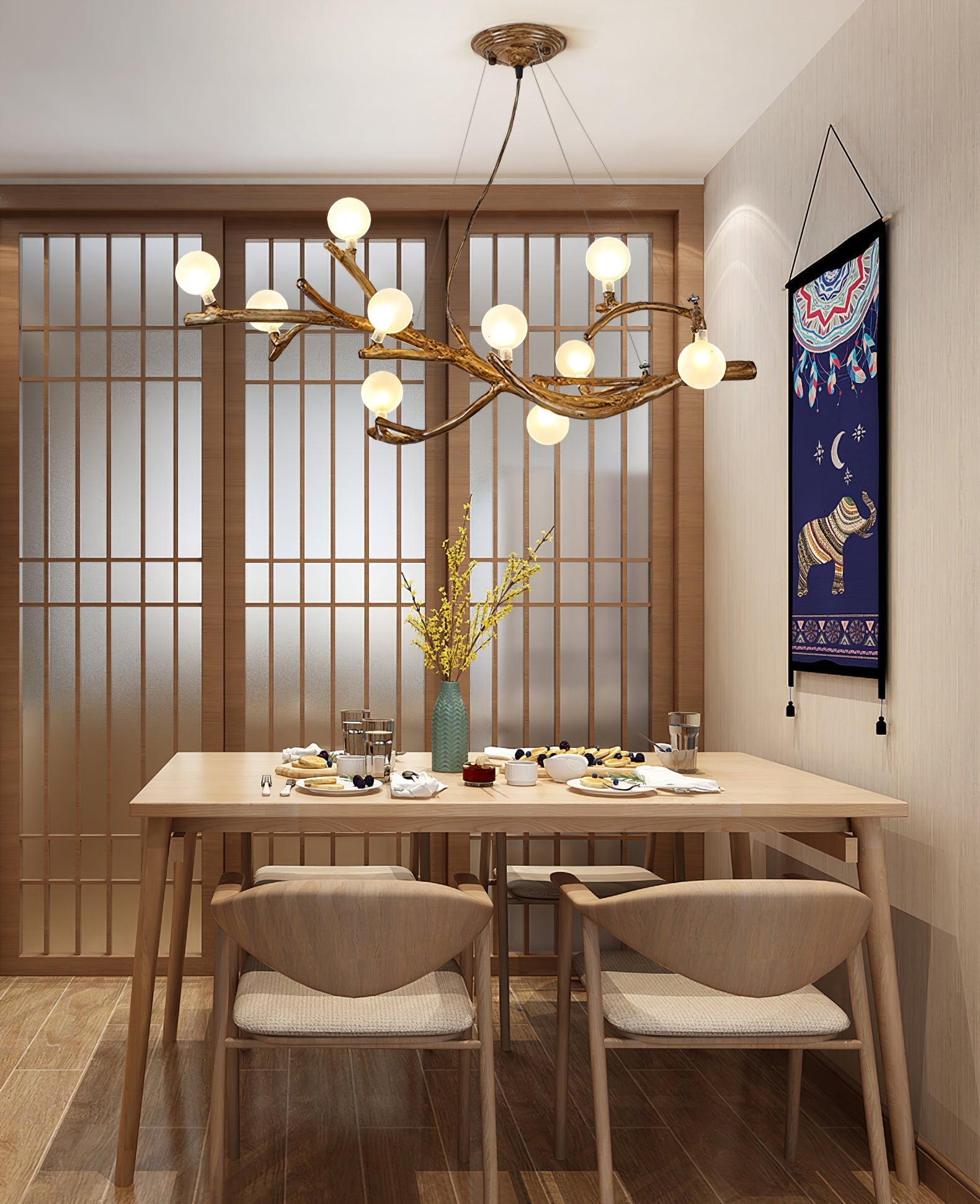 Boho Tree Branch Chandelier