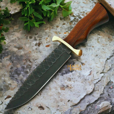 Handforged D2 Steel Bowie Knife Rosewood Handle