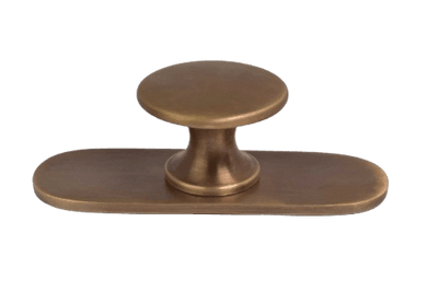 Brass Drawer Knob with Round Backplate - Antique Brass
