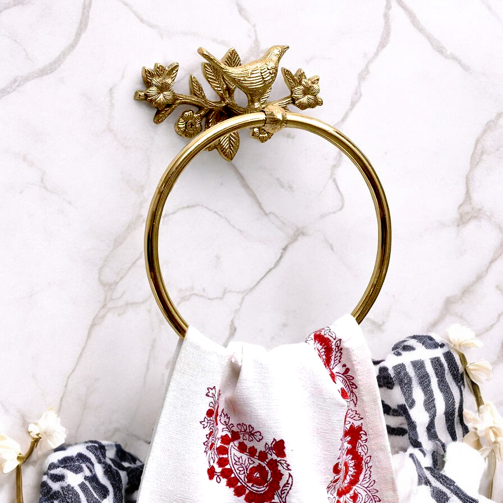 Brass Bird Towel Rack - Brushed/Satin Finish