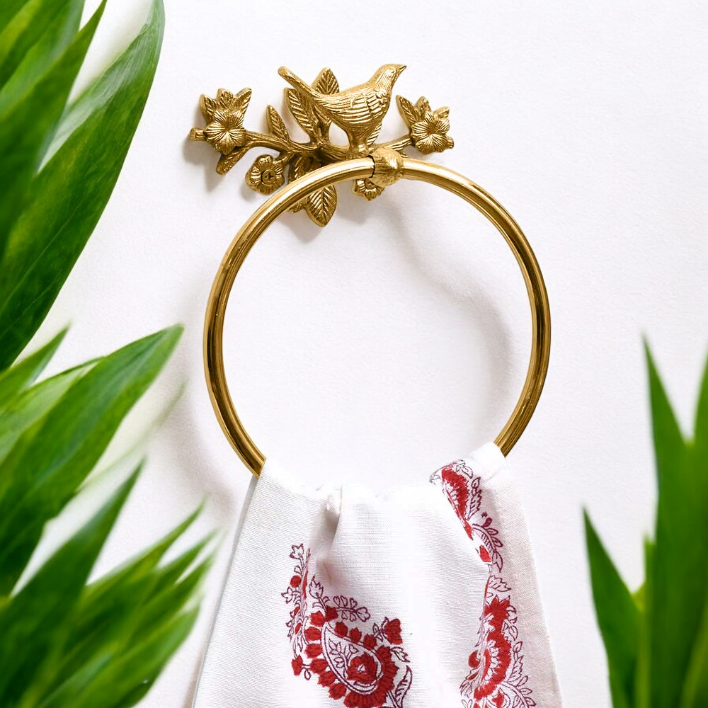 Brass Bird Roll Holder - Polished Finish