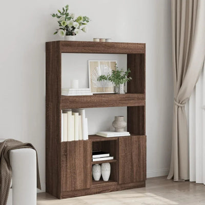 Brown Oak Highboard Cabinet with Modern Design