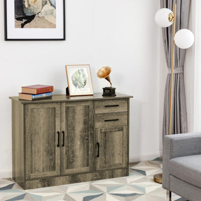 Buffet Storage Cabinet Kitchen Sideboard with 2 Drawers-Gray