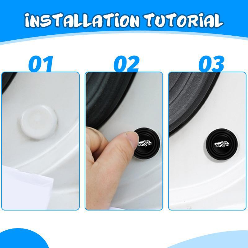 20pcs Universal Branded Silicone Car Door Shock Absorbing Buffers Protector Stickers Bumper, Fluorescent and Blac