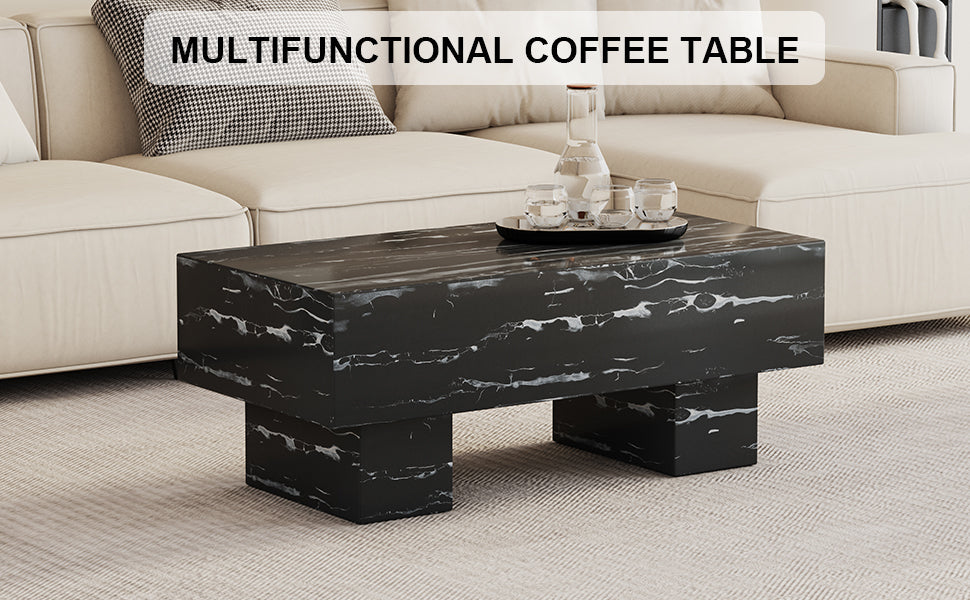 The black coffee table has patterns Modern rectangular table suitable for living rooms and apartments 43.3