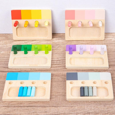 Colorful sensory integration wooden insert board, hands-on and brainpower color discrimination teaching aids, children's wooden toys
