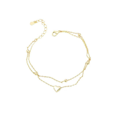 925 Sterling Silver Double Layer Heart-shaped Bracelet for Women Girl Korean Style Small Fresh Summer Bracelet