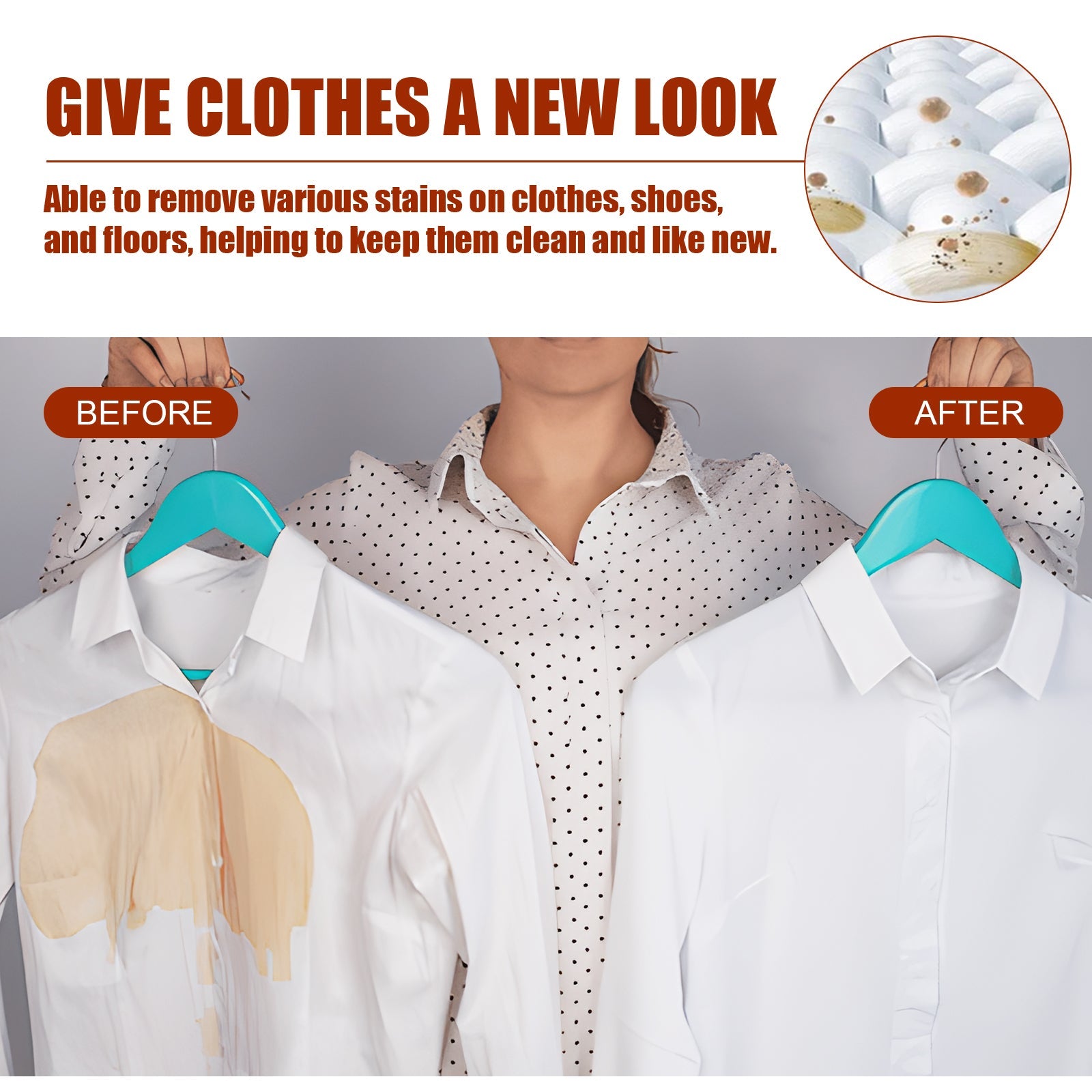 Fabric Rust Stain Remover, Clothes Decontamination Mild Cleaning Agent For Stubborn Oil Stains And Yellow Mildew Spots