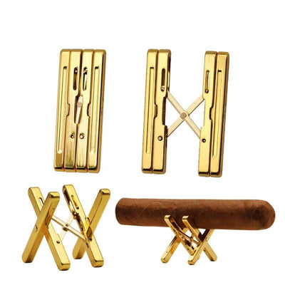 Cigar shelf pure copper gold-plated folding shelf portable cigarette holder simple
