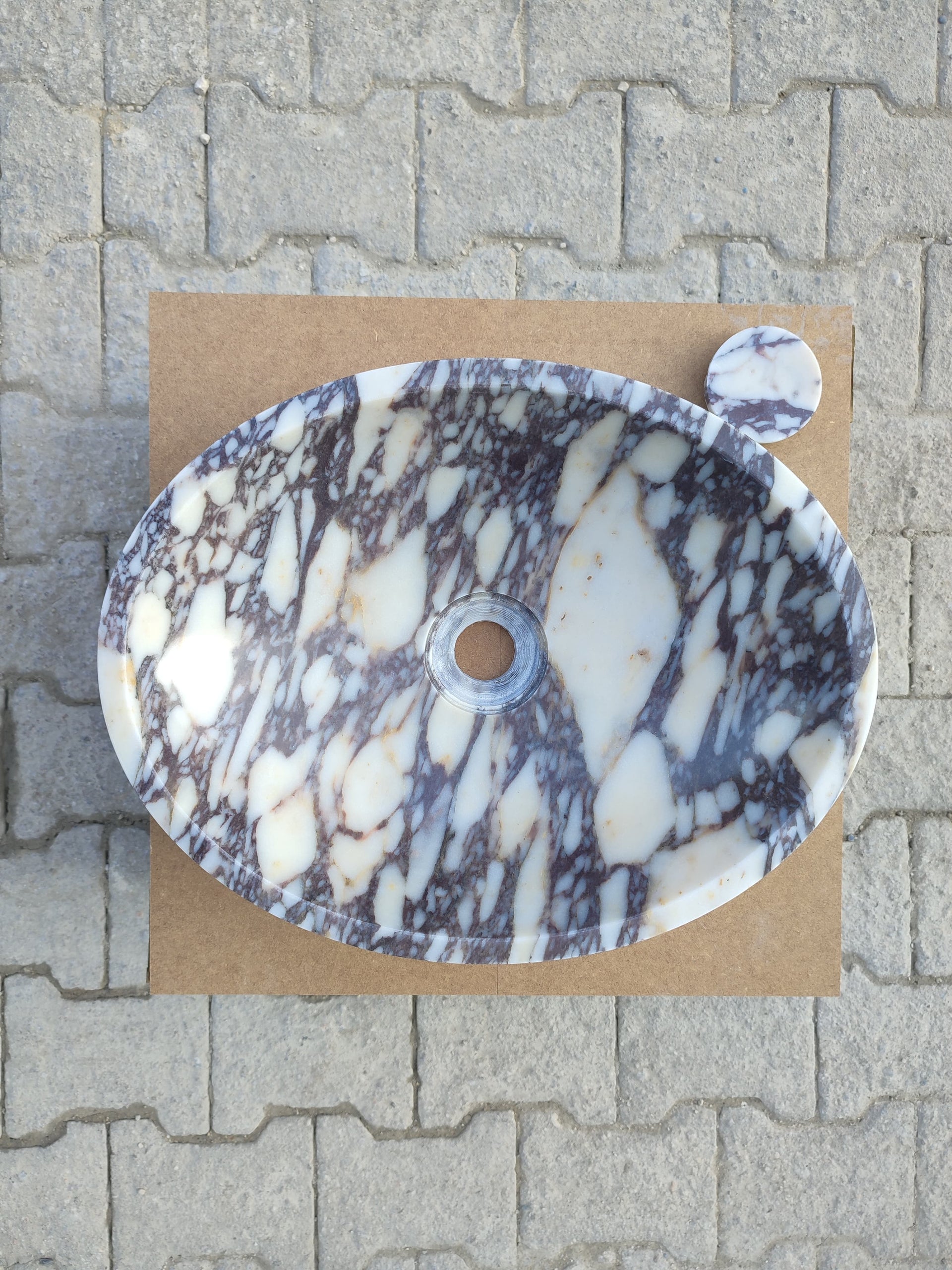 Calacatta Viola Marble Oval Shape Above Vanity Bathroom Sink (W)14