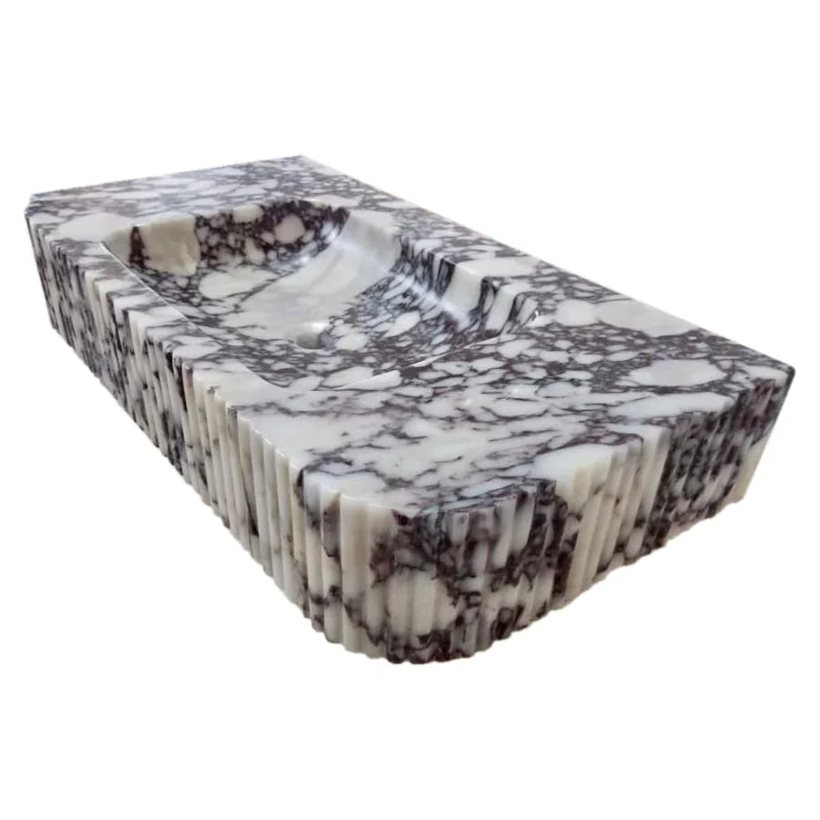 Calacatta Viola Marble Wall-mount Bathroom Vanity Ribbed Textured Front (W)18