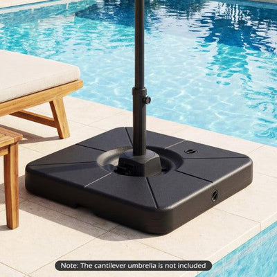 Cantilever Patio Umbrella Base 220 LBS Water and Sand Fillable Weighted Stand-Black