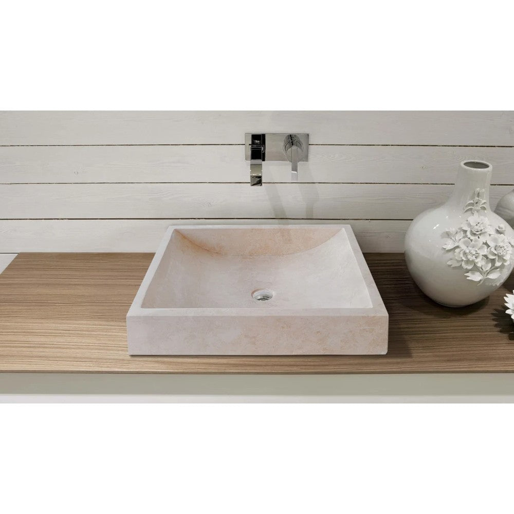 Cappuccino Beige Marble Rectangular Sink (W)18
