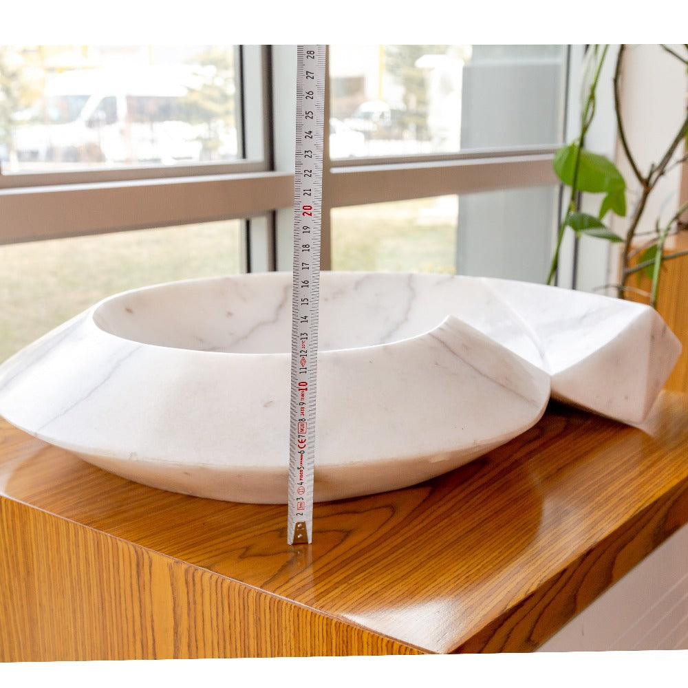 Carrara Marble Helix Shape Stone Sink Polished (W)20