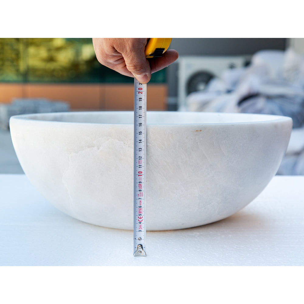Carrara White Natural Stone Marble Vessel Sink (D)16