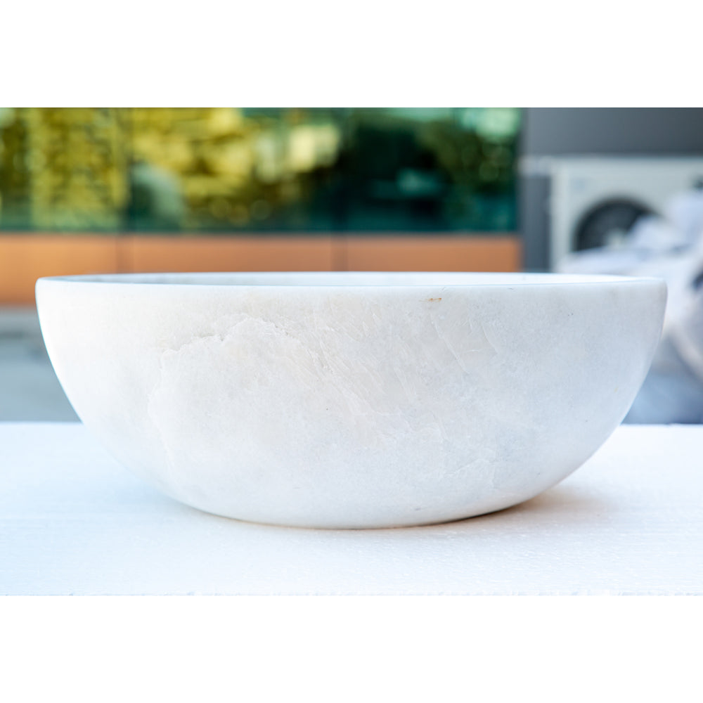 Carrara White Natural Stone Marble Vessel Sink (D)16