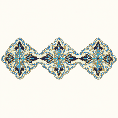 Beaded Table Runner – Blue White, 54x13 Inch