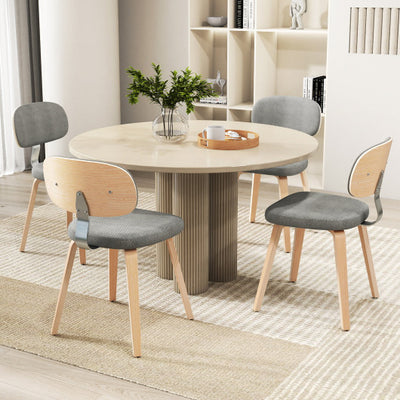 Chenille Fabric Upholstered Wooden Kitchen Chairs Set of 4-Gray