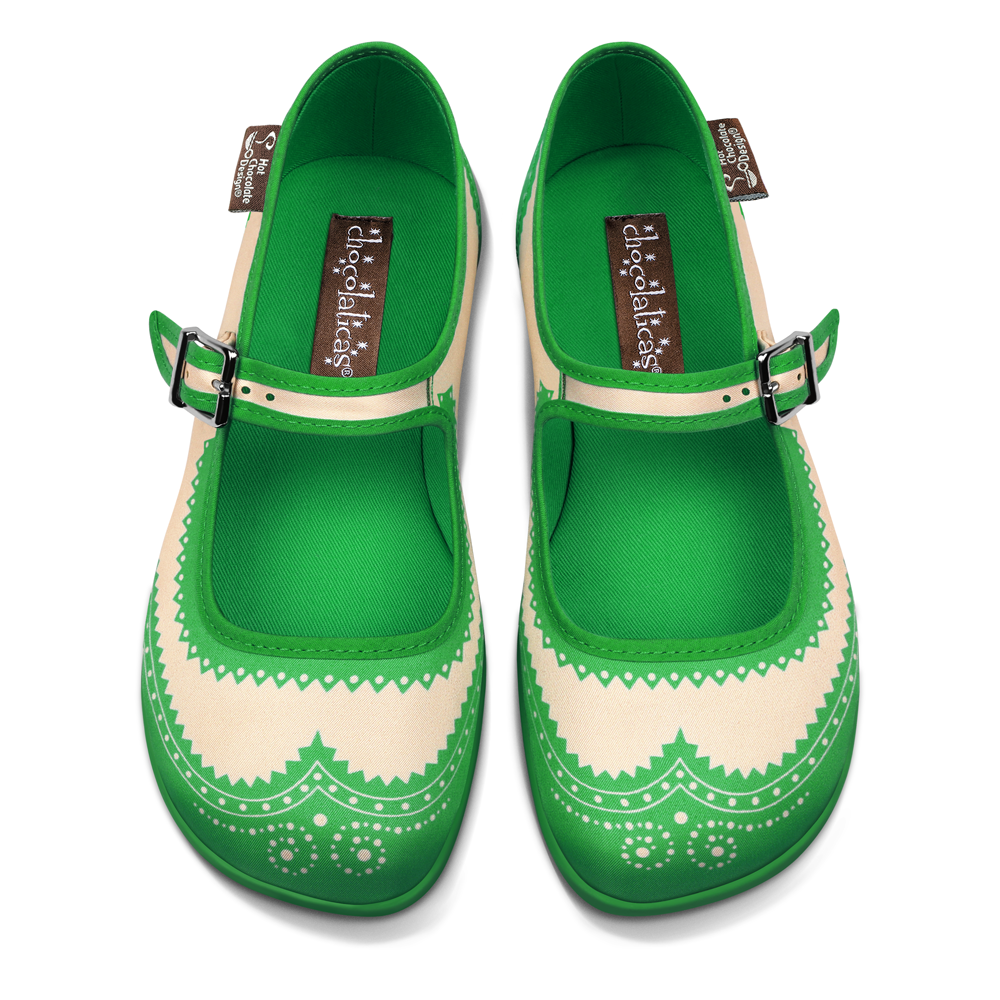 Hot Chocolate Design Classic Brogue - Green Mary Jane Flats