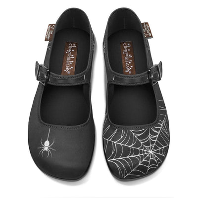 Spider Mary Jane Flats – Printed Fabric, Cushioned Sole