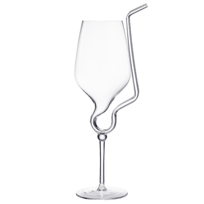 Straw Wine Glass, Spiral Vampire Wine Glass | 16oz | Stemmed Wine Glasses With A Built-In Straw, Creative Cocktail Glassware - Champagne, Gin & Tonic, Juice, Water - Ideal Birthday Cup, Gift, Wedding