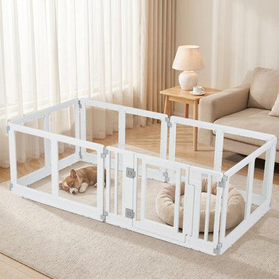 Clear Plastic Dog Playpen with Secure Locking Door-6 Panel