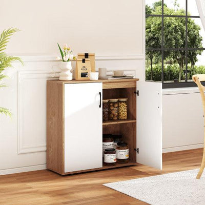 Coffee Bar Cabinet with 5-Position Adjustable Shelf for Living Room Dining Room-Natural
